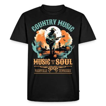Musique country Guitare Guitariste Chanteur Vintage - T-shirt Premium bio Homme - noir - Devant - Nico (187cm)
