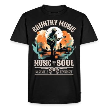 Musique country Guitare Guitariste Chanteur Vintage - T-shirt Premium bio Homme - noir - Devant - Nico (187cm)