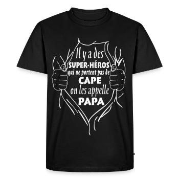 Super-Héros Cape Papa - T-shirt Premium bio Homme - noir - Devant - Nico (187cm)