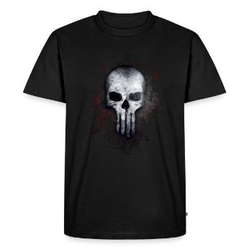 Totenkopf Schädel Tod Gotik Paint Splatter Art - Männer Premium Bio T-Shirt - Schwarz - Vorne - Nico (187cm)