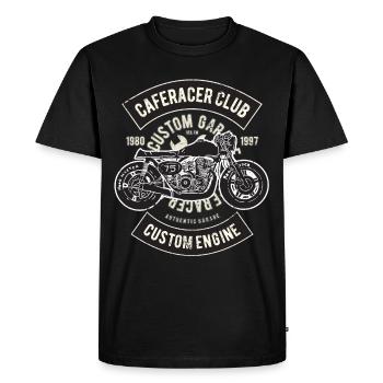 CAFERACER CLUB MOTO GARAGE RÉTRO VINTAGE MOTIF - T-shirt Premium bio Homme - noir - Devant - Nico (187cm)