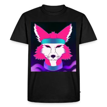 Kitsun Vaporwave Japanese Kami Vaporwave Kitsune - Men's Premium Organic T-Shirt - black - Front - Nico (187cm)