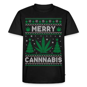 Joyeux Noël, Joyeux Cannabis - T-shirt Premium bio Homme - noir - Devant - Nico (187cm)
