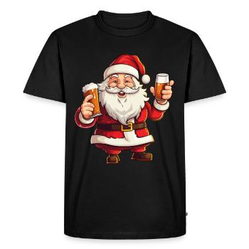 Santa Claus Beer Alcohol Cheers Mulled Wine Schnapps - Men's Premium Organic T-Shirt - black - Front - Nico (187cm)
