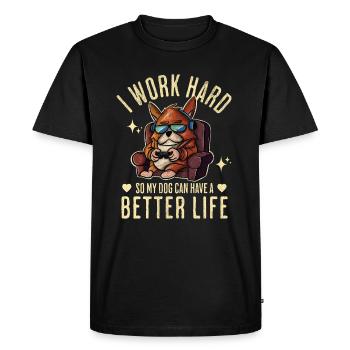 Chien Chiens Drôle Dire - T-shirt Premium bio Homme - noir - Devant - Nico (187cm)
