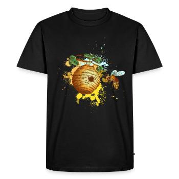 Ruche Abeille Apiculteur - T-shirt Premium bio Homme - noir - Devant - Nico (187cm)