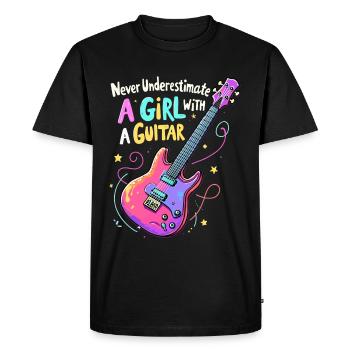 Fille avec la puissance de la guitare - T-shirt Premium bio Homme - noir - Devant - Nico (187cm)