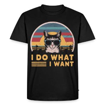 Cool Cat Wearing Sunglasses Statement I Do What I - Men's Premium Organic T-Shirt - black - Front - Nico (187cm)