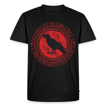 Viking Norse Raven Celtic Crow Rune Circle - Men's Premium Organic T-Shirt - black - Front - Nico (187cm)