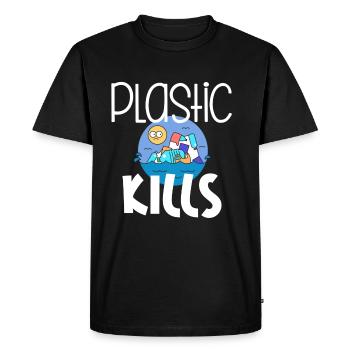 Plastic Kills Environmental Recycling - Men's Premium Organic T-Shirt - black - Front - Nico (187cm)