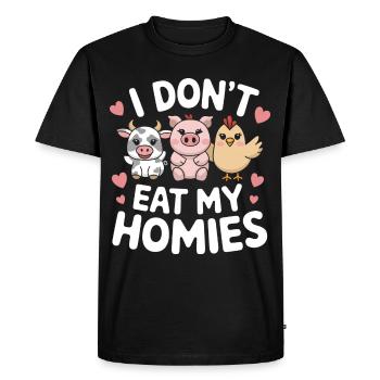 Végétarien Végétalien Végétarien Végétarien - T-shirt Premium bio Homme - noir - Devant - Nico (187cm)