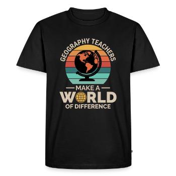 Geography Teachers Globe World Difference - Men's Premium Organic T-Shirt - black - Front - Nico (187cm)