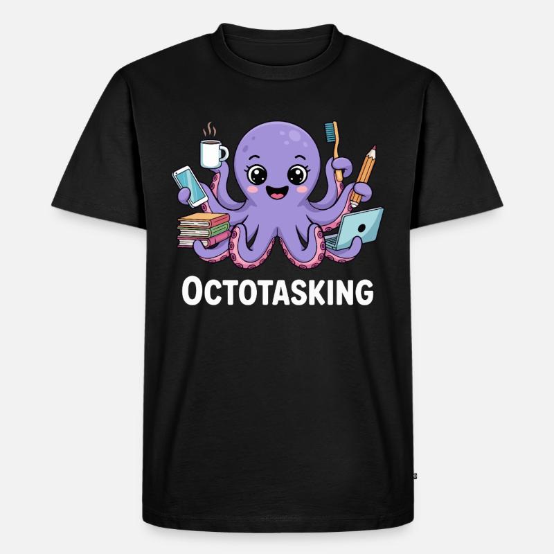 Octotasking Krake im Multitasking Modus - Männer Premium Bio T-Shirt - Schwarz