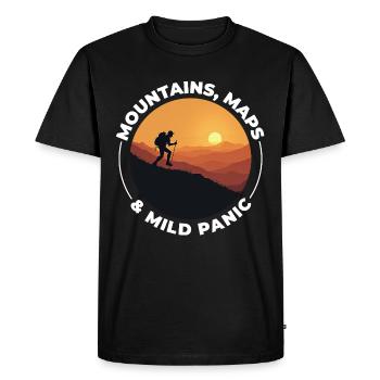 Randonnée Montagne Coucher de soleil Aventure En plein air Explorer - T-shirt Premium bio Homme - noir - Devant - Nico (187cm)