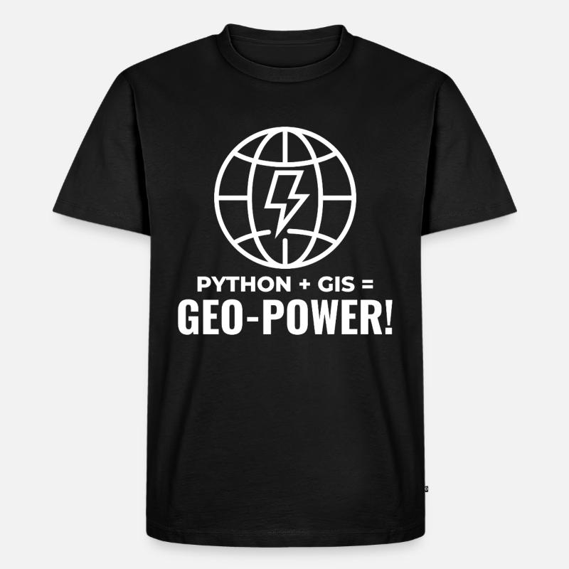 Python SIG Géo-Puissance Programmation Géospatial - T-shirt Premium bio Homme - noir