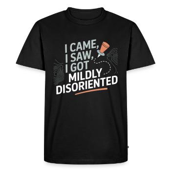 Désorienté, Boussole, Direction de voyage, Humour - T-shirt Premium bio Homme - noir - Devant - Nico (187cm)