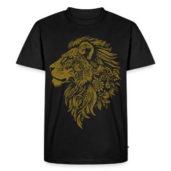 Lion Mandala Face Lion Head Tribal - Men's Premium Organic T-Shirt - black - Front - Nico (187cm)