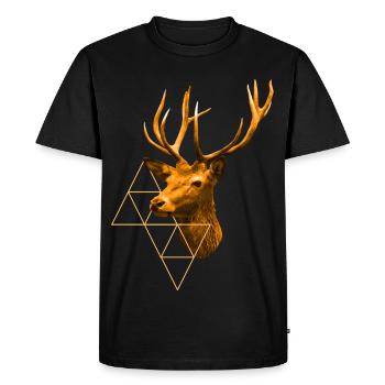 Cerf doré - T-shirt Premium bio Homme - noir - Devant - Nico (187cm)