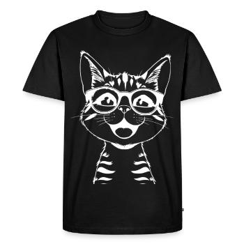 Croquis de lunettes de chat qui rit - T-shirt Premium bio Homme - noir - Devant - Nico (187cm)