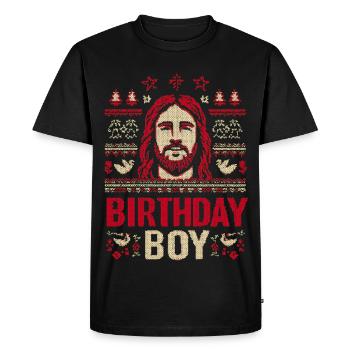 Birthday Boy Knit Design - Men's Premium Organic T-Shirt - black - Front - Nico (187cm)