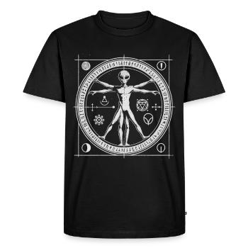 Alien Ufo Vitruvian Géométrie Cosmique Équilibre Chemise - T-shirt Premium bio Homme - noir - Devant - Nico (187cm)