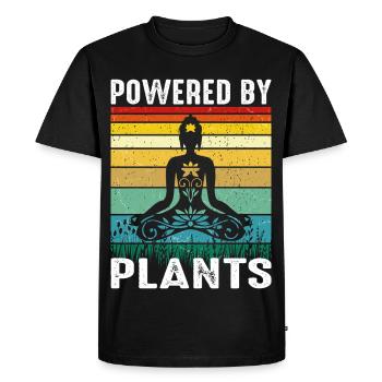 Design rétro de yoga végan – Alimenté par des plantes - T-shirt Premium bio Homme - noir - Devant - Nico (187cm)