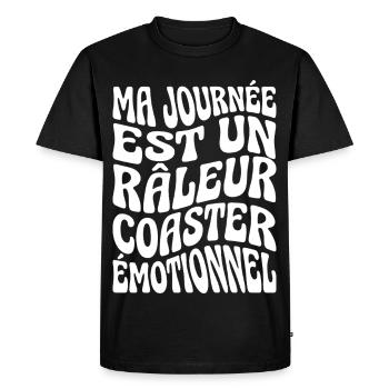 Grognon Humour Râleur Coaster - T-shirt Premium bio Homme - noir - Devant - Nico (187cm)