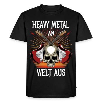Heavy Metal on - Welt aus - Men's Premium Organic T-Shirt - black - Front - Nico (187cm)