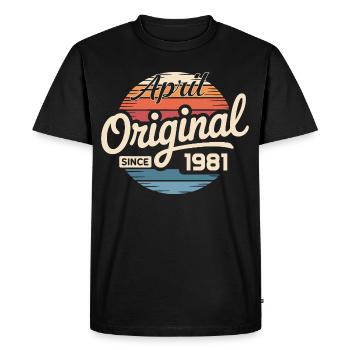 Né en avril 1981 - 45e anniversaire en avril 1981 - T-shirt Premium bio Homme - noir - Devant - Nico (187cm)
