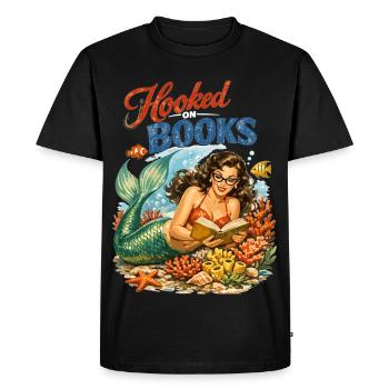 Sirène rétro : Accro aux livres Design de pin-up - T-shirt Premium bio Homme - noir - Devant - Nico (187cm)