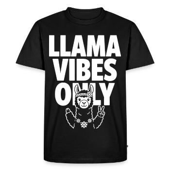 Vibrations de lama uniquement – Lama hippie - T-shirt Premium bio Homme - noir - Devant - Nico (187cm)