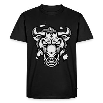 Bull Head Bull Fort Animal de puissance sauvage - T-shirt Premium bio Homme - noir - Devant - Nico (187cm)