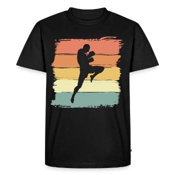 Muay Thai vintage rétro Légende de la boxe thaïlandaise - T-shirt Premium bio Homme - noir - Devant - Nico (187cm)