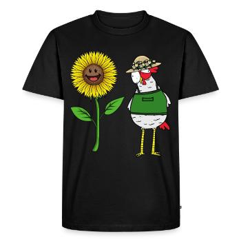 Jardinier Poulet Poule Tournesol Horticulture Pépinière - T-shirt Premium bio Homme - noir - Devant - Nico (187cm)