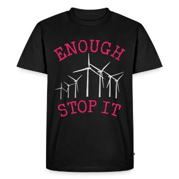 Non aux éoliennes, assez, arrêtez - T-shirt Premium bio Homme - noir - Devant - Nico (187cm)