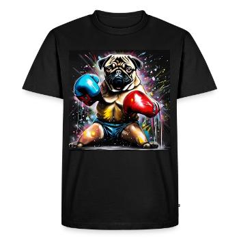Carlin en tant que boxeur dans une position de boxe - T-shirt Premium bio Homme - noir - Devant - Nico (187cm)