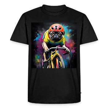 Pug Sport Racing Cyclist - Men's Premium Organic T-Shirt - black - Front - Nico (187cm)