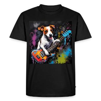 Jack Russell Terrier Guitarist Portrait - Men's Premium Organic T-Shirt - black - Front - Nico (187cm)