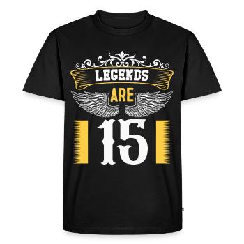 Legends are 15 years old, birthday 15 - Men's Premium Organic T-Shirt - black - Front - Nico (187cm)