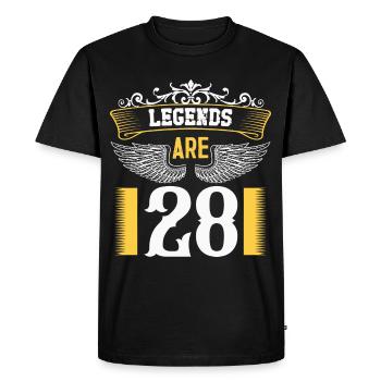 Les légendes ont 28 ans, 28 ans d’anniversaire - T-shirt Premium bio Homme - noir - Devant - Nico (187cm)