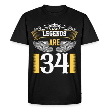 Les légendes ont 34 ans, 34 ans d’anniversaire - T-shirt Premium bio Homme - noir - Devant - Nico (187cm)