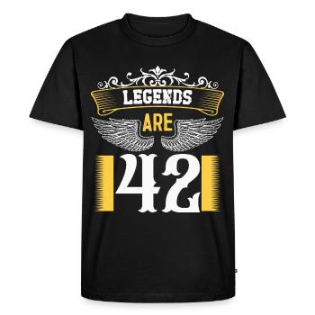 Legends are 42 years old, birthday 42 - Men's Premium Organic T-Shirt - black - Front - Nico (187cm)