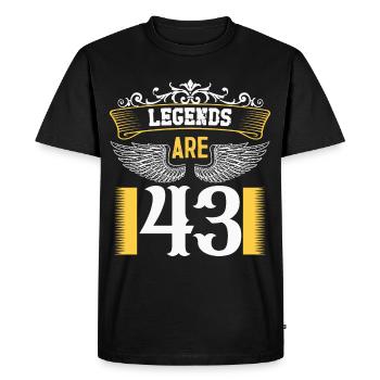 Legends are 43 years old, birthday 43 - Men's Premium Organic T-Shirt - black - Front - Nico (187cm)