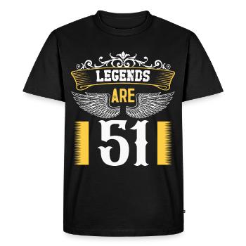 Legends are 51 years old, birthday 51 - Men's Premium Organic T-Shirt - black - Front - Nico (187cm)
