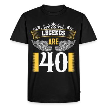 Les légendes ont 40 ans, leur anniversaire 40 - T-shirt Premium bio Homme - noir - Devant - Nico (187cm)