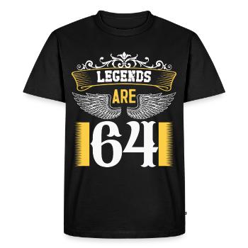 Legends are 64 years old, birthday 64 - Men's Premium Organic T-Shirt - black - Front - Nico (187cm)
