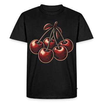 Cherries design for fruit lovers - Men's Premium Organic T-Shirt - black - Front - Nico (187cm)