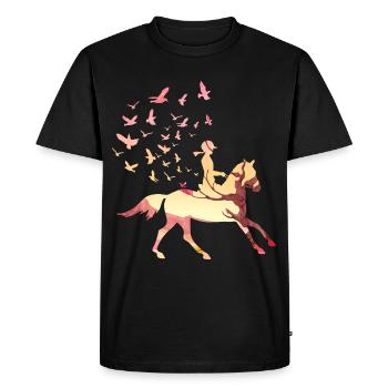 Équitation Oiseaux Nature Filles Femmes Chevaux - T-shirt Premium bio Homme - noir - Devant - Nico (187cm)