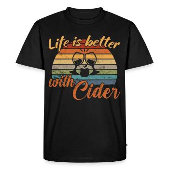 La vie est meilleure avec le cidre / cidre - T-shirt Premium bio Homme - noir - Devant - Nico (187cm)