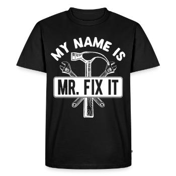 Il répare tout, il est l’artisan de la maison - T-shirt Premium bio Homme - noir - Devant - Nico (187cm)
